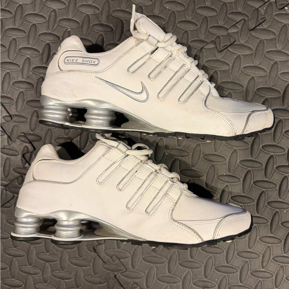 Nike White Silver Shox Low-Top Sneakers